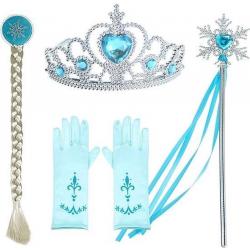 Joya Kids® Elsa Verkleed set | Frozen Speelgoed | Prinsessen accessoire set | Prinsessenjurk meisje | Kroon | Toverstaf | Handschoenen | Elsa vlecht | Cadeau meisje